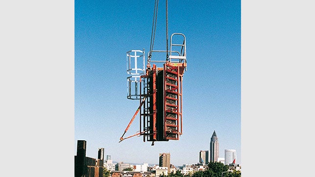 <p>The new solution for columns means an enormous reduction of crane time at the jobsite because the complete column including push-pull props and concreting platform can be moved in one lift.</p><br/>